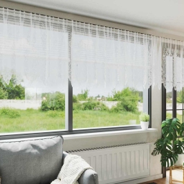 Aizkari Ar Aizkariem Balts 500X100Cm Poliesters Vidaxl