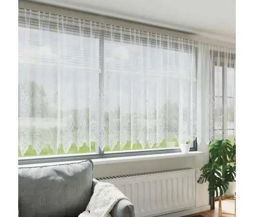 Aizkari Ar Aizkariem Balts 400 X 180 Cm Poliesters Vidaxl