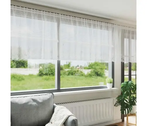 Mežģīņu Aizkars Ar Aizkariem Balts 500 X 120 Cm Poliesters Vidaxl