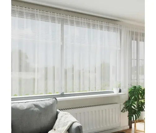 Aizkari Ar Aizkariem Balts 750 X 140 Cm Poliesters Vidaxl