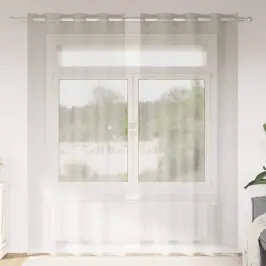 Užuolaidos Su Užuolaidomis 2 Pcs Kreminė 140X175Cm Poliesteris