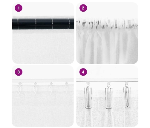 Aizkari Ar Aizkariem 2 Pcs Balta 140 X 140 Cm Poliesters Vidaxl