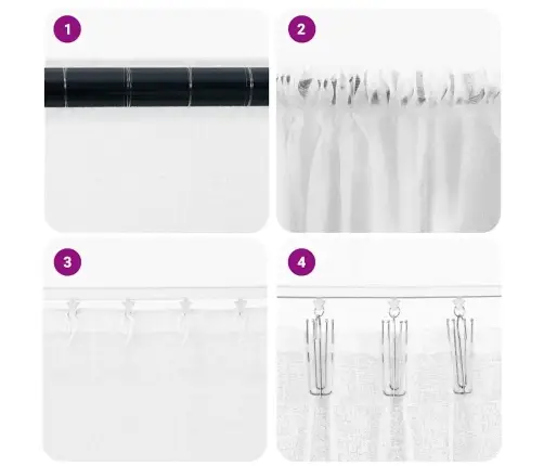 Voile Kardin Kardinatega 2 Pcs Valge 140X245Cm Polüester