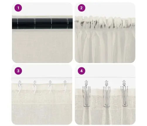Voile Užuolaida 2 Pcs Kreminė 140X175Cm Poliesteris