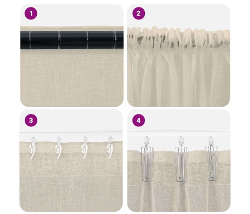 Aizkari Ar Aizkariem 2 Pcs Smiltis 140 X 225 Cm Poliesters Vidaxl