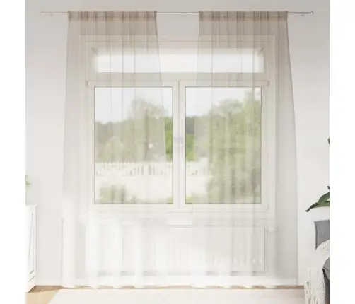 Voile Užuolaida 2 Pcs Smėlio 140X245Cm Poliesteris Voile Užuolaida 2 Pcs Smėlio 140X245Cm Poliesteris