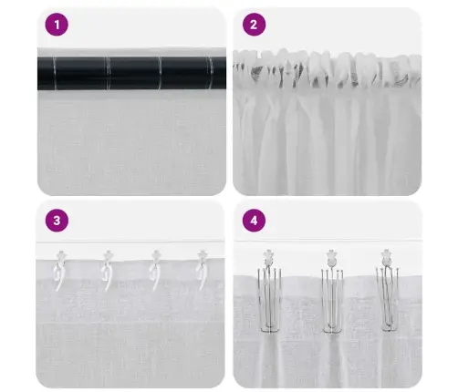 Voile Kardin Kardinatega 2 Pcs Helehall 140X175Cm Polüester