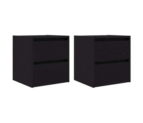 Seinale Kinnitatav Öökapp 2 Tk, Must Tamm, 38X34X40 Cm