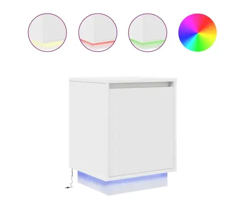 Spintelė Prie Lovos Su Led Lemputėmis Balta 38X34X50 Cm