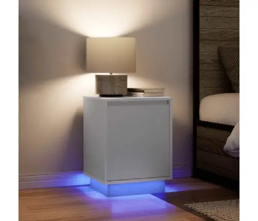Spintelė Prie Lovos Su Led Lemputėmis Balta 38X34X50 Cm
