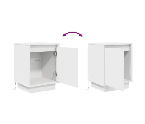Spintelė Prie Lovos Su Led Lemputėmis Balta 38X34X50 Cm