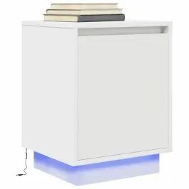 Spintelė Prie Lovos Su Led Lemputėmis Balta 38X34X50 Cm