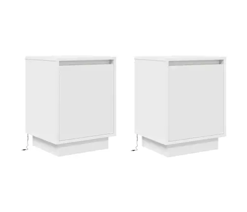 Naktsskapīši Ar Led Gaismām 2 Gab. Balts 38X34X50 Cm Vidaxl