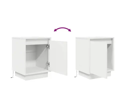 Naktsskapīši Ar Led Gaismām 2 Gab. Balts 38X34X50 Cm Vidaxl