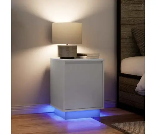 Naktsskapīši Ar Led Gaismām 2 Gab. Balts 38X34X50 Cm Vidaxl