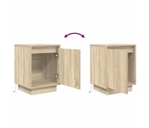 Nakts Skapis Ar Led Gaismām Sonoma Ozols 38X34X50 Cm Vidaxl