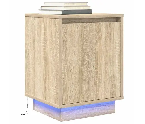 Nakts Skapis Ar Led Gaismām Sonoma Ozols 38X34X50 Cm Vidaxl