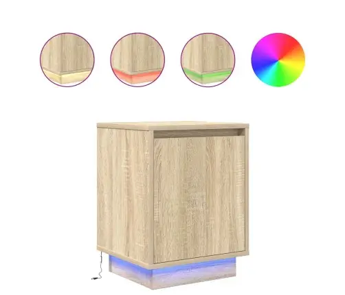 Spintelės Prie Lovos Su Led Lemputėmis 2 Vnt Sonoma Ąžuolas