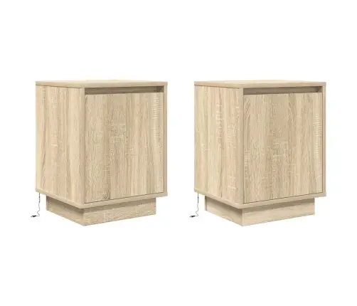 Spintelės Prie Lovos Su Led Lemputėmis 2 Vnt Sonoma Ąžuolas