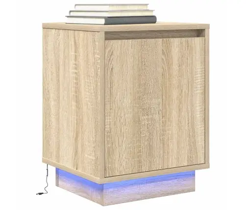 Spintelės Prie Lovos Su Led Lemputėmis 2 Vnt Sonoma Ąžuolas