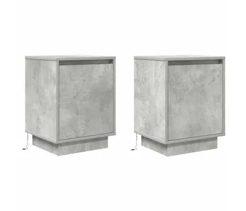 Naktsskapīši Ar Led Gaismām 2 Gab Betons Pelēks 38X34X50 Cm Vidaxl