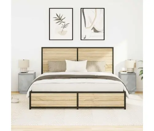 Naktsskapīši Ar Led Gaismām 2 Gab Betons Pelēks 38X34X50 Cm Vidaxl