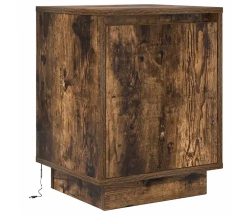 Naktsskapītis Ar Led Gaismām Kūpināts Ozols 38X34X50 Cm Vidaxl