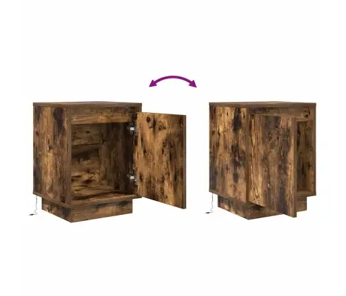 Naktsskapītis Ar Led Gaismām Kūpināts Ozols 38X34X50 Cm Vidaxl