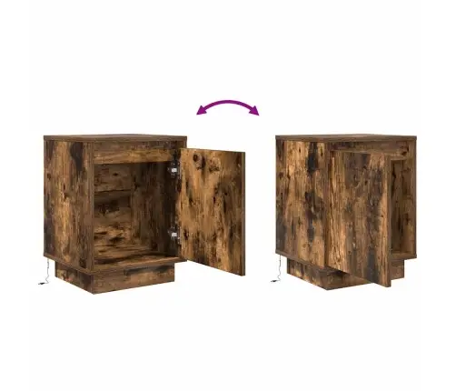 Naktsskapīši Ar Led Gaismām 2 Gab Kūpināts Ozols 38X34X50 Cm Vidaxl