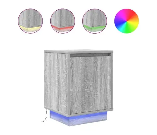 Naktsskapīši Ar Led Gaismām 2 Gab. Pelēks Sonoma 38X34X50 Cm Vidaxl