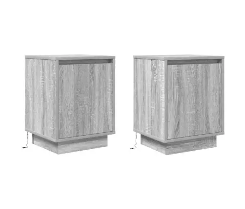 Naktsskapīši Ar Led Gaismām 2 Gab. Pelēks Sonoma 38X34X50 Cm Vidaxl