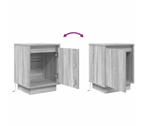 Naktsskapīši Ar Led Gaismām 2 Gab. Pelēks Sonoma 38X34X50 Cm Vidaxl