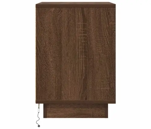 Nakts Skapis Ar Led Gaismām Brūns Ozols 38X34X50 Cm Vidaxl