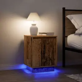 Naktsskapīši Ar Led Gaismām 2 Gab Old Wood 38X34X50 Cm Vidaxl