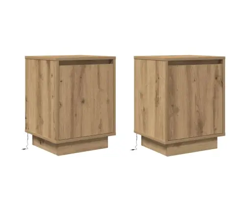 Naktsskapīši Ar Led Gaismām 2 Gab Artisan Oak 38X34X50 Cm Vidaxl Naktsskapīši Ar Led Gaismām 2 Gab Artisan Oak 38X34X50 Cm Vidaxl