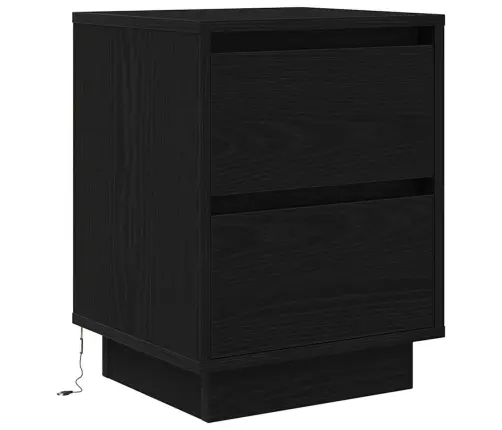 Nakts Skapis Ar Led Gaismām Melns 38X34X50 Cm Vidaxl