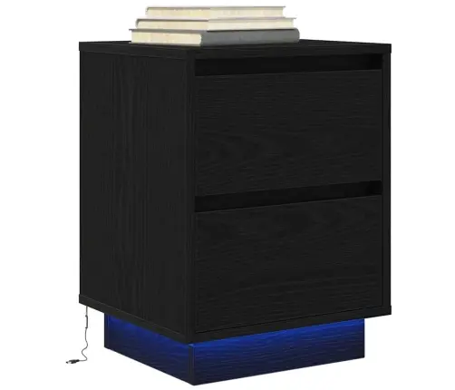 Nakts Skapis Ar Led Gaismām Melns 38X34X50 Cm Vidaxl
