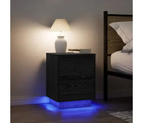 Naktsskapīši Ar Led Gaismām 2 Gab Melni 38X34X50 Cm Vidaxl Naktsskapīši Ar Led Gaismām 2 Gab Melni 38X34X50 Cm Vidaxl