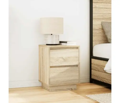 Nakts Skapis Ar Led Gaismām Sonoma Ozols 38X34X50 Cm Vidaxl