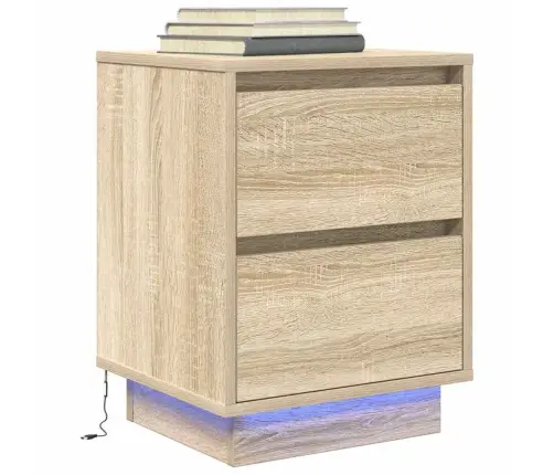 Nakts Skapis Ar Led Gaismām Sonoma Ozols 38X34X50 Cm Vidaxl