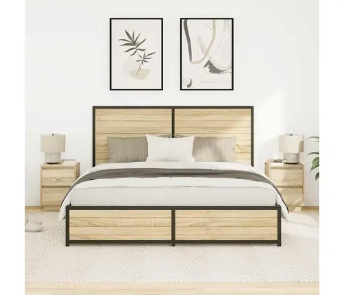 Spintelės Prie Lovos Su Led Lemputėmis 2 Vnt Sonoma Ąžuolas