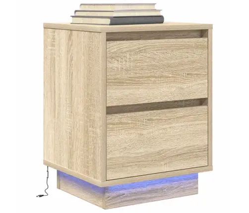 Spintelės Prie Lovos Su Led Lemputėmis 2 Vnt Sonoma Ąžuolas