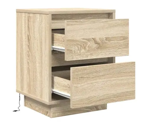 Spintelės Prie Lovos Su Led Lemputėmis 2 Vnt Sonoma Ąžuolas