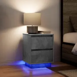 Spintelės Prie Lovos Su Led Lemputėmis 2 Vnt Betono Pilka