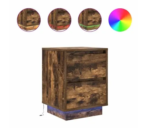 Öökapp Led-Tuledega, Suitsutatud Tamm, 38X34X50 Cm