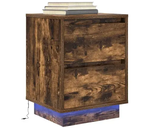 Spintelės Prie Lovos Su Led Lemputėmis 2 Vnt Rūkytas Ąžuolas