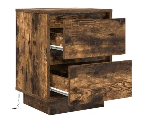 Spintelės Prie Lovos Su Led Lemputėmis 2 Vnt Rūkytas Ąžuolas