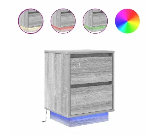Naktinė Spintelė Su Led Lemputėmis Pilka Sonoma 38X34X50 Cm