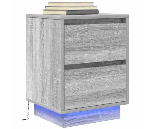 Naktinė Spintelė Su Led Lemputėmis Pilka Sonoma 38X34X50 Cm