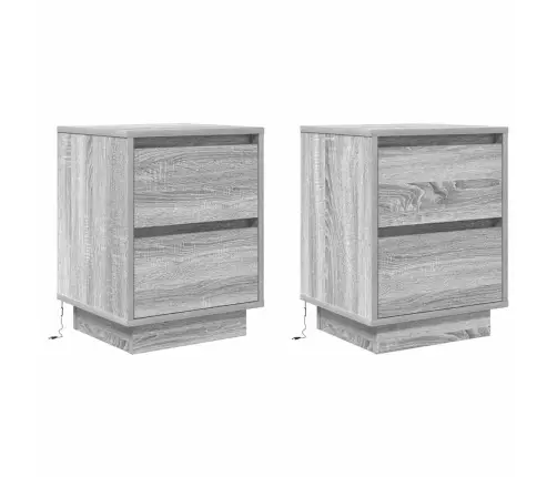 Naktsskapīši Ar Led Gaismām 2 Gab. Pelēks Sonoma 38X34X50 Cm Vidaxl Naktsskapīši Ar Led Gaismām 2 Gab. Pelēks Sonoma 38X34X50 Cm Vidaxl